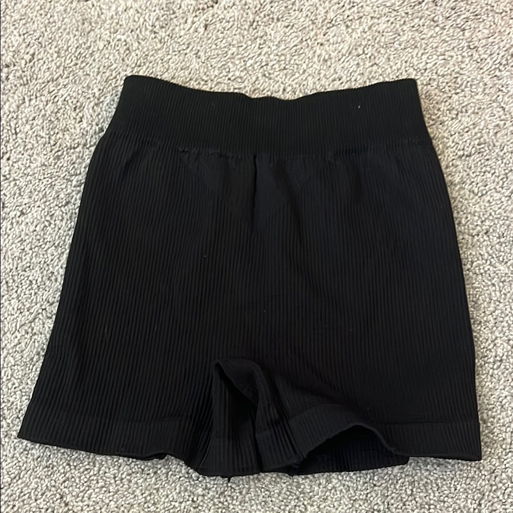 Black Bike Shorts with Elastic Waistband - Picture 2 of 3